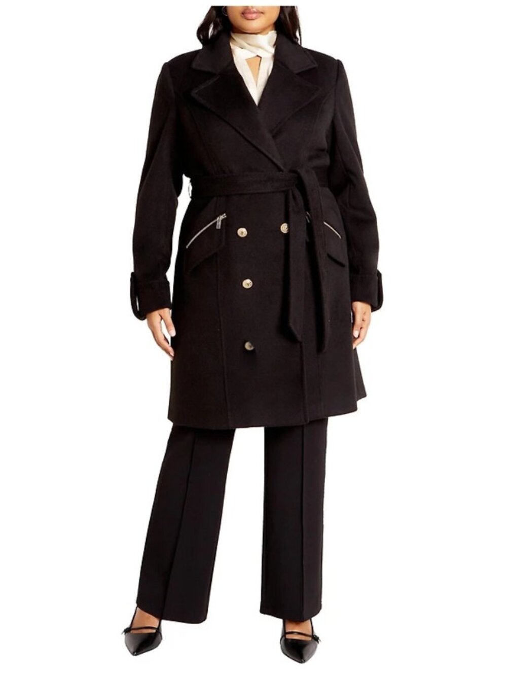 ✨ City Chic Gillian Coat Black NWT 12